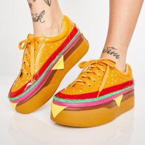 Dolls Kill Extra Cheese Plz Burger Sneakers Cheeseburger shoes